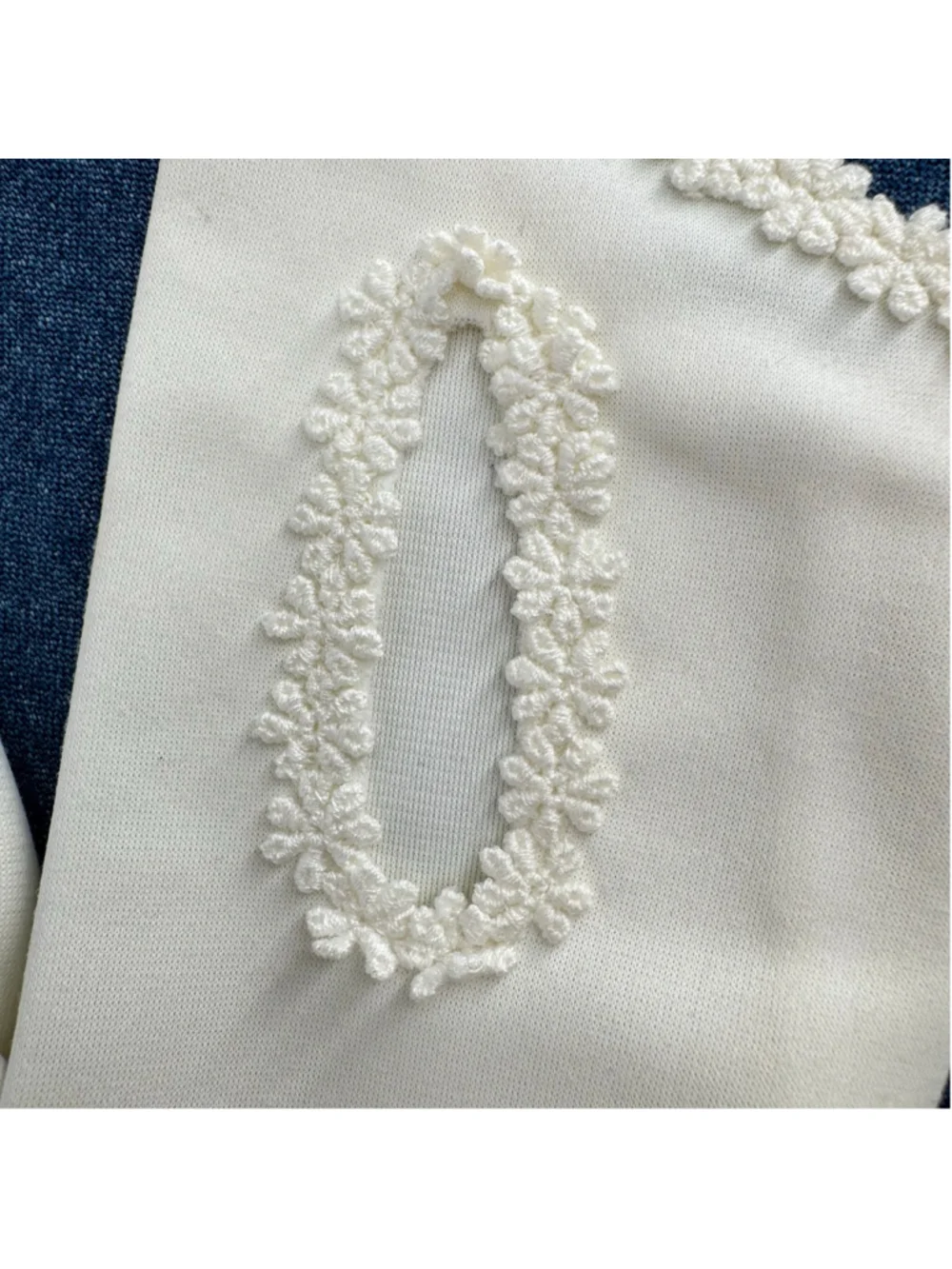 Vintage White Long Opera Gloves Floral Lace Trim Open Fingers Thumb